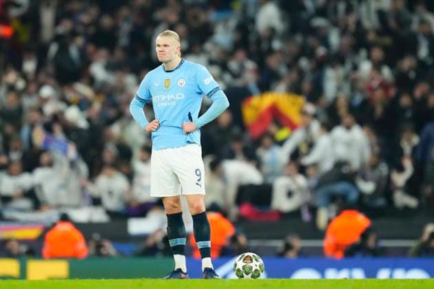 Manchester City v Real Madrid C.F. - UEFA Champions League 2024 25 League Knockout Play-off First Leg Erling Haaland centre-forward of Manchester City and Norway dejected after Real Madrid third goal during the UEFA Champions League 2024 25 League Knockout Play-off first leg match between Manchester City and Real Madrid C.F. at Manchester City Stadium on February 11, 2025 in Manchester, United Kingdom. Manchester England United Kingdom  Copyright: xJosexBretonx originalFilename:bretonhernandez-manchest250211_npwn6.jpg