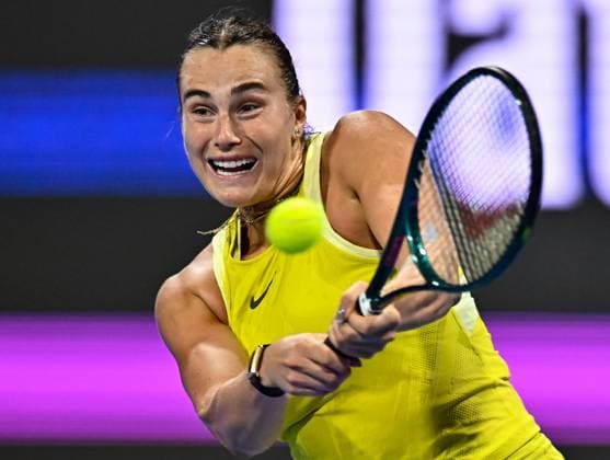 WTA, Tennis Damen QATAR OPEN TENNIS TOURNAMENT ROUND OF 32 Aryna Sabalenka competes in her round of 32 match against Ekaterina Alexandrova during the WTA Qatar TotalEnergies Open 2025 tennis tournament at the Khalifa International Tennis Complex in Doha, Qatar, on February 11, 2025. Copyright: xNOUSHADx