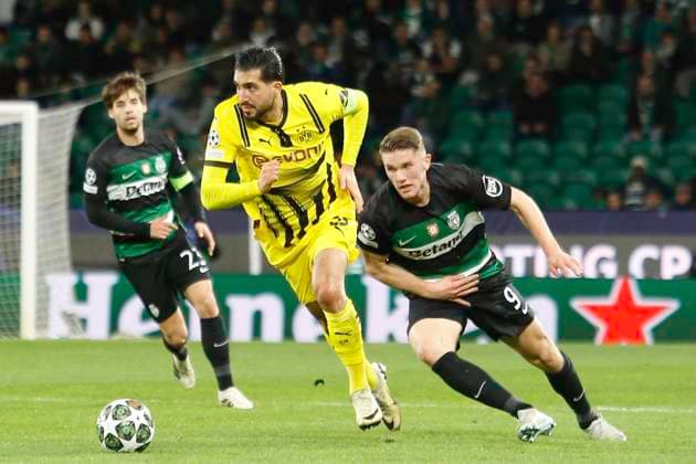 Champions league sporting x borussia dortmund Lisbon (pt), 11 02 2025 - champions league sporting x borussia dortmund - b.dortimund player during the match between sporting x b.dortimund, valid for the first leg of the uefa champions league knockout stage, held at the jose alvalade stadium, in lisbon, on tuesday night, (11). (Foto: Alexandre Gomes Thenews2 imago images) SPO  Copyright: xALEXANDRExGOMESx