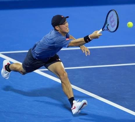 DELRAY BEACH, FL- FEBRUARY 11: Kei Nishikori(JPN) in action here during the 2025 Delray Beach Open held at the Delray Beach Tennis Center in Delray Beach Florida. Copyright: xAndrewxPatronx