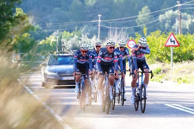 Alpecin-Deceuninck riders pictured during a training session on the media day of Alpecin-Deceuninck cycling team in Pedreguer, Spain, Wednesday 12 February 2025, in preparation of the upcoming season. JOMAxGARCIA  x112316054x