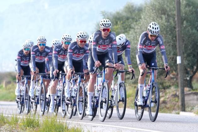 Alpecin-Deceuninck riders pictured during a training session on the media day of Alpecin-Deceuninck cycling team in Pedreguer, Spain, Wednesday 12 February 2025, in preparation of the upcoming season. JOMAxGARCIA  x112316056x