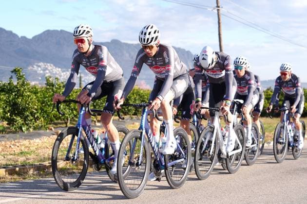 Alpecin-Deceuninck riders pictured during a training session on the media day of Alpecin-Deceuninck cycling team in Pedreguer, Spain, Wednesday 12 February 2025, in preparation of the upcoming season. JOMAxGARCIA  x112316060x