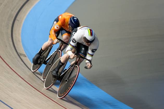 Track cycling, Rad, Radsport, Bahnrad, Bahn UEC EUROPEAN CHAMPIONSHIPS, Men s Team Sprint Qualifying, 12.02.2025 Team Niederlande: LAVREYSEN Harrie, LENEMAN Loris, van LOON Tijmen (alle NED) Heusden-Zolder Copyright: xMarcelxHilgerx