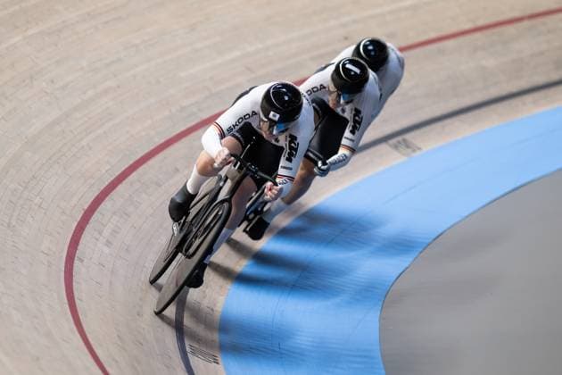 Track cycling, Rad, Radsport, Bahnrad, Bahn UEC EUROPEAN CHAMPIONSHIPS, Women s Team Sprint Qualifying, 12.02.2025 Team Deutschland: FRIEDRICH Lea Sophie, GRABOSCH Pauline Sophie SCHNEIDER Clara (alle GER) Heusden-Zolder Copyright: xMarcelxHilgerx