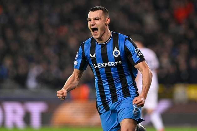 Sport Bilder des Tages Club Brugge v Atalanta - UEFA Champions League BRUGGE, BELGIUM - FEBRUARY 12 : =b9: celebrating scoring a goal during the UEFA Champions League 2024 25 knockout phase play-off match first round between Club Brugge and Atalanta on February 12, 2025 in Brugge, Belgium, 12 02 2025 Brugge Belgium  Copyright: xDhax
