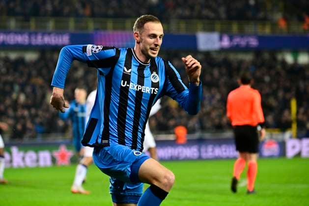 Club Brugge v Atalanta - UEFA Champions League BRUGGE, BELGIUM - FEBRUARY 12 : Nilsson Gustaf forward of Club Brugge celebrating scoring a goal during the UEFA Champions League 2024 25 knockout phase play-off match first round between Club Brugge and Atalanta on February 12, 2025 in Brugge, Belgium, 12 02 2025 Brugge Belgium  Copyright: xPeterxDexVoechtx