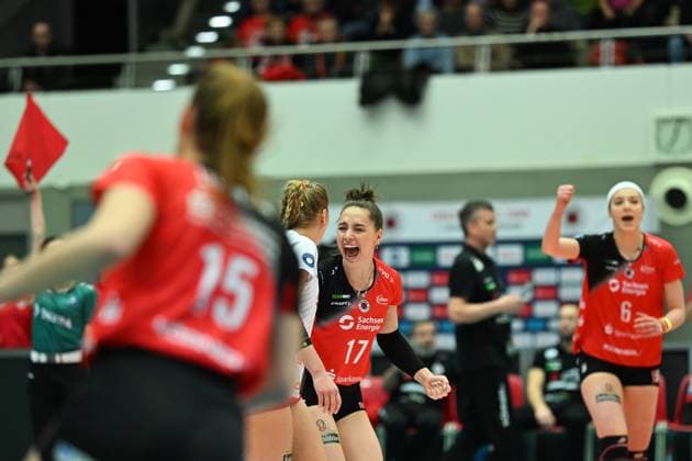 Lorena Lorber Fijok (Dresdner SC, 17) Dresdner SC vs. VfB Suhl Lotto Thueringen, 1. Volleyball Bundesliga Frauen, Spielzeit 2024 2025, 12.02.2025 Dresdner SC vs. VfB Suhl Lotto Thueringen, 1. Volleyball Bundesliga Frauen, Spielzeit 2024 2025, 12.02.2025 Dresden Copyright: xEibner-Pressefoto xHoepnerx EP_PHR