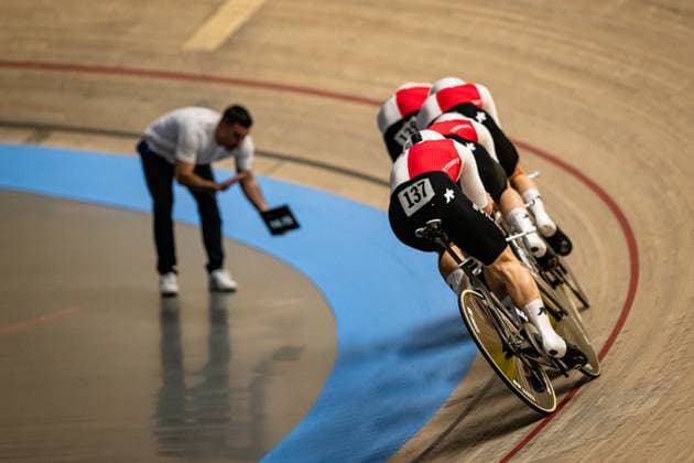 Switzerland: UEC Track cycling, Rad, Radsport, Bahnrad, Bahn European Championships Heusden-Zolder 2025 BOGLI Noah - POOT Mats - TAPPEINER Pascal - VOGEL Alex ( SUI ) Switzerland Querformat - quer - horizontal - Landscape - Event Veranstaltung: UEC Track Cycling European Championships 2025 - Category Kategorie: Cycling - Track Cycling European Championships - Location Ort: Europe Belgium - Heusden-Zolder - Discipline: Team Pursuit - Category: Elite Men - Distance: 4000 m - Date Datum: 12.02.2025 Wednesday Day 1 -
