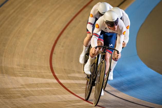 Great Britain: UEC Track cycling, Rad, Radsport, Bahnrad, Bahn European Championships Heusden-Zolder 2025 LEDINGHAM-HORN Harry - NORRIS Hayden - RADFORD Charles Harry ( GBR ) Great Britain Querformat - quer - horizontal - Landscape - Event Veranstaltung: UEC Track Cycling European Championships 2025 - Category Kategorie: Cycling - Track Cycling European Championships - Location Ort: Europe Belgium - Heusden-Zolder - Discipline: Team Sprint - Category: Elite Men - Distance: ... m - Date Datum: 12.02.2025 Wednesday Day 1 -