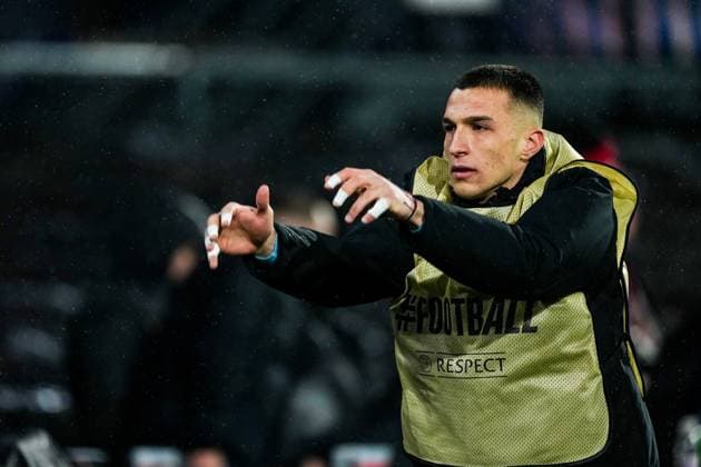 UEFA Champions League: Feyenoord v AC Milan Rotterdam - Feyenoord keeper Plamen Andreev during the 1st leg of the knockout phase play-offs of new format of the Champions League 2024 2025. The match is set between Feyenoord and AC Milan at Stadion Feijenoord De Kuip on 12 February 2025 in Rotterdam, The Netherlands. Copyright: xTomxBodex