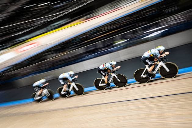 Belgium: UEC Track cycling, Rad, Radsport, Bahnrad, Bahn European Championships Heusden-Zolder 2025 DE CLERCQ Katrijn - HESTERS Helene - JOORIS Febe - VANHOVE Marith ( BEL ) Belgium Querformat - quer - horizontal - Landscape - Event Veranstaltung: UEC Track Cycling European Championships 2025 - Category Kategorie: Cycling - Track Cycling European Championships - Location Ort: Europe Belgium - Heusden-Zolder - Discipline: Team Pursuit - Category: Elite Women - Distance: 4000 m - Date Datum: 12.02.2025 Wednesday Day 1 -