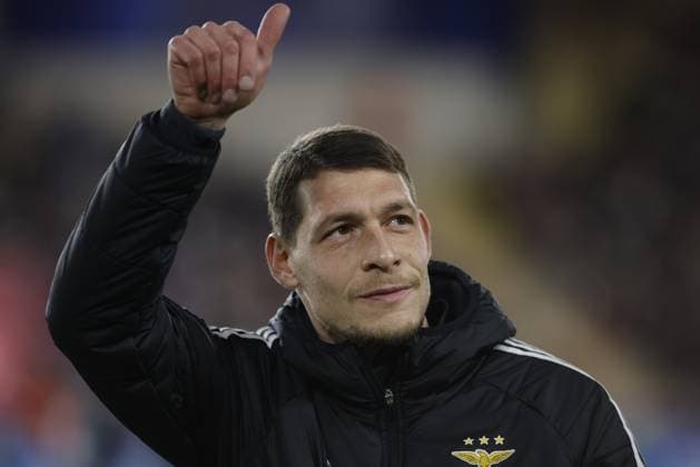 Andrea Belotti of SL Benfica during the Uefa Champions League first leg play offâ??s, football match between AS Monaco and SL Benfica. On 12 February 2025 at Louis II Stadium, Monaco. Photo Nderim Kaceli.  Copyright: xNderimxKaceli IPAxSportx xipa-agency.netx xx IPA_53986969 IPA_Agency_IPA53986969