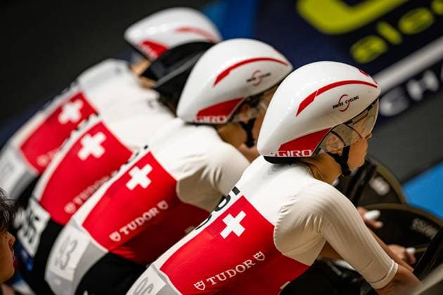 Switzerland: UEC Track cycling, Rad, Radsport, Bahnrad, Bahn European Championships Heusden-Zolder 2025 BURI Fabienne - LIECHTI Jasmin - LIEHNER Annika - SEITZ Aline ( SUI ) Switzerland Querformat - quer - horizontal - Landscape - Event Veranstaltung: UEC Track Cycling European Championships 2025 - Category Kategorie: Cycling - Track Cycling European Championships - Location Ort: Europe Belgium - Heusden-Zolder - Discipline: Team Pursuit - Category: Elite Women - Distance: 4000 m - Date Datum: 12.02.2025 Wednesday Day 1 -