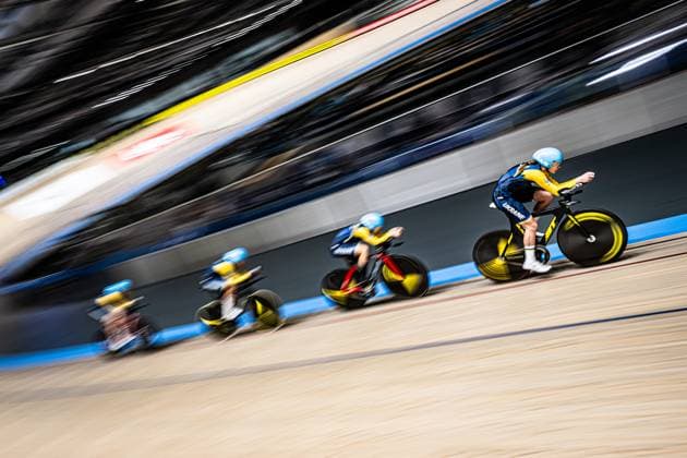 Ukraine: UEC Track cycling, Rad, Radsport, Bahnrad, Bahn European Championships Heusden-Zolder 2025 KOROTIEIEVA Arina - USHAKOVA Milana - YAROSHENKO Viktoriia - YASHCHENKO Tetiana ( UKR ) Ukraine Querformat - quer - horizontal - Landscape - Event Veranstaltung: UEC Track Cycling European Championships 2025 - Category Kategorie: Cycling - Track Cycling European Championships - Location Ort: Europe Belgium - Heusden-Zolder - Discipline: Team Pursuit - Category: Elite Women - Distance: 4000 m - Date Datum: 12.02.2025 Wednesday Day 1 -