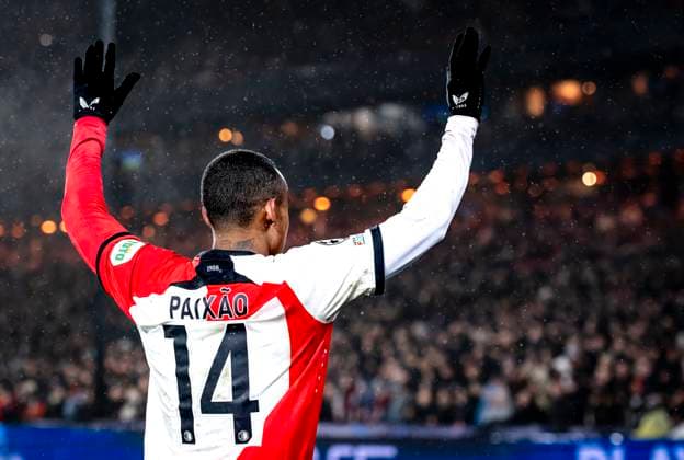 Feyenoord Rotterdam forwarder Igor Paixao during the match Feyenoord - AC Milan at the Stadium De Kuip for the UEFA Champions League- Knockout phase play- offs1st leg season 2024-2025 in ROTTERDAM, Netherlands on 12 february 2025, (photo by Marcel van Dorst EYE4images DeFodi Images) Defodi-746_215394