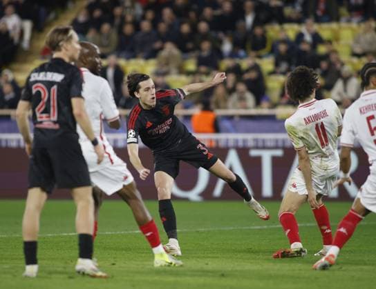 Alvaro Carreras of SL Benfica during the Uefa Champions League first leg play offâ??s, football match between AS Monaco and SL Benfica. On 12 February 2025 at Louis II Stadium, Monaco. Photo Nderim Kaceli.  Copyright: xNderimxKaceli IPAxSportx xipa-agency.netx xx IPA_53988135 IPA_Agency_IPA53988135