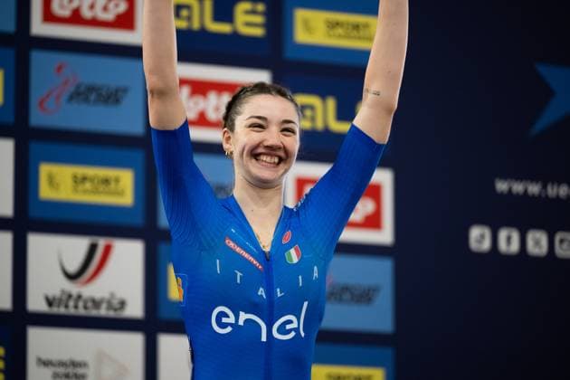Track cycling, Rad, Radsport, Bahnrad, Bahn UEC EUROPEAN CHAMPIONSHIPS, Women s Scratch Race, 12.02.2025 Martina Fidanza (ITA) Heusden-Zolder Copyright: xMarcelxHilgerx