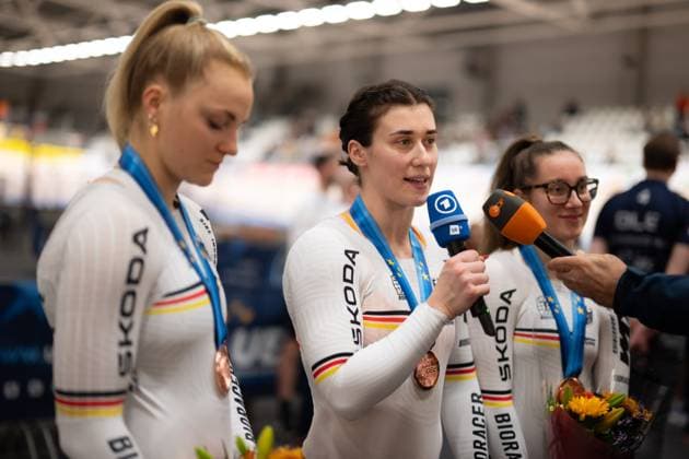 Track cycling, Rad, Radsport, Bahnrad, Bahn UEC EUROPEAN CHAMPIONSHIPS, Women s Team Sprint, 12.02.2025 Im Interview mit ARD und ZDF: GRABOSCH Pauline Sophie (GER) Heusden-Zolder Copyright: xMarcelxHilgerx