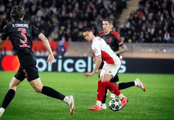 Foot Ligue des Champions Monaco Benfica PHOTOPQR NICE MATIN Dylan Meiffret ; Monaco ; 12 02 2025 ; Match de Ligue des Champions de football, l AS Monaco rencontre le SL Benfica a domicile au stade Louis II. ICI : 2 - Vanderson Monaco; 12 02 2025; Champions League football match, AS Monaco meets SL Benfica at home at the Stade Louis II. Monaco France  Copyright: xPHOTOPQR NICExMATIN MAXPPPxDylanxMeiffretx 20250212NIM6436 20250212NIM6436