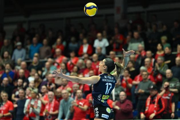 Julia de Paula Viana (VfB Suhl Lotto Thueringen, 17) Dresdner SC vs. VfB Suhl Lotto Thueringen, 1. Volleyball Bundesliga Frauen, Spielzeit 2024 2025, 12.02.2025 Dresdner SC vs. VfB Suhl Lotto Thueringen, 1. Volleyball Bundesliga Frauen, Spielzeit 2024 2025, 12.02.2025 Dresden Copyright: xEibner-Pressefoto xHoepnerx EP_PHR