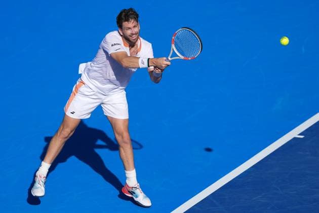 February, 12- Delray Beach, FL: Cameron Norrie(GBR) in action here during the 2025 Delray Beach Open held at the Delray Beach Tennis Center in Delray Beach Florida. Copyright: xAndrewxPatronx xMediaPunchx