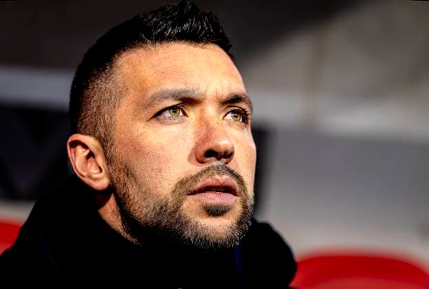Fußball, EL, Royale Union Saint-Gilloise - Ajax Amsterdam AFC Ajax Amsterdam trainer Francesco Farioli during the match Union SG - Ajax at the King Baudouin Stadium for the UEFA Europa League - Knockout phase play-offs - 1st leg season 2024-2025 in BRUSSELS, Belgium on 13 february 2025, (photo by Marcel van Dorst EYE4images DeFodi Images) Defodi-746_215685