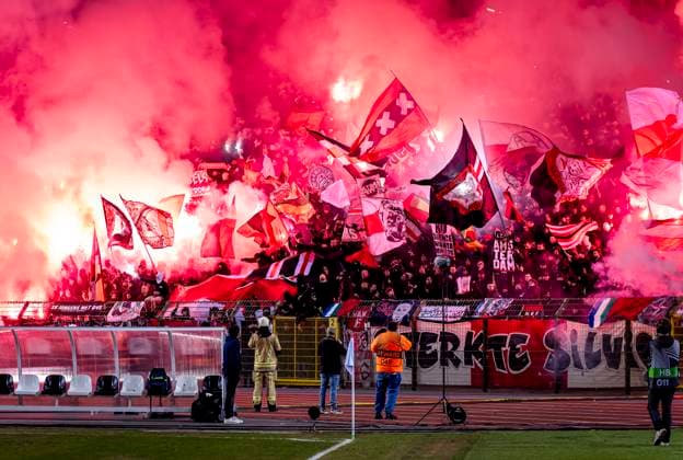 Fußball, EL, Royale Union Saint-Gilloise - Ajax Amsterdam Supporters of AFC Ajax Amsterdam during the match Union SG - Ajax at the King Baudouin Stadium for the UEFA Europa League - Knockout phase play-offs - 1st leg season 2024-2025 in BRUSSELS, Belgium on 13 february 2025, (photo by Marcel van Dorst EYE4images DeFodi Images) Defodi-746_215686