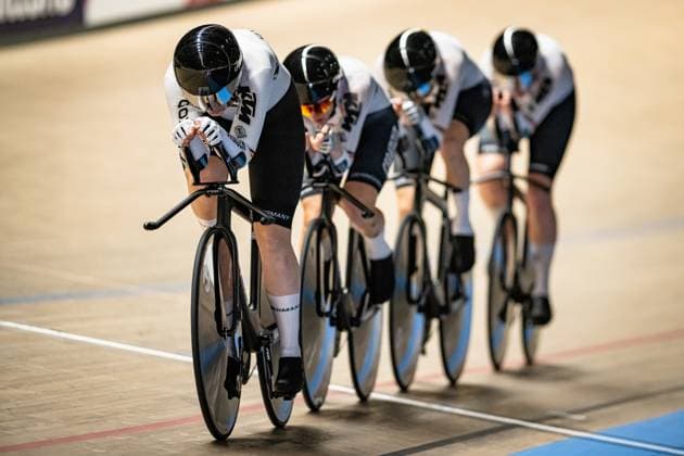 Radsport, Bahnrad-EM Zolder - Frauen Teamverfolgung, Deutschland holt Silber Radsport, Bahnrad-EM Zolder Germany: UEC Track cycling, Rad, Radsport, Bahnrad, Bahn European Championships Heusden-Zolder 2025 BRAUßE Franziska - KLEIN Lisa - KRÖGER Mieke - SÜßEMILCH Laura ( GER ) Germany Querformat - quer - horizontal - Landscape - Event Veranstaltung: UEC Track Cycling European Championships 2025 - Category Kategorie: Cycling - Track Cycling European Championships - Location Ort: Europe Belgium - Heusden-Zolder - Discipline: Team Pursuit - Category: Elite Women - Distance: 4000 m - Date Datum: 13.02.2025 Thursday Day 2 -