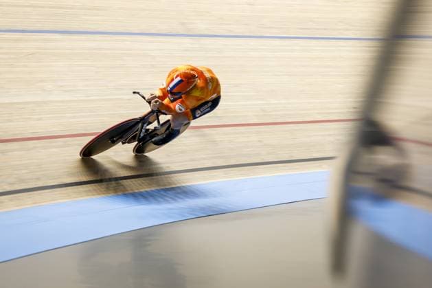 Radsport, Bahnrad-EM Zolder HEUSDEN-ZOLDER - Track cyclist Daan Kool in action on the final kilometer during the second day of the European Track cycling, Rad, Radsport, Bahnrad, Bahn championships in Belgium. ANP BAS CZERWINSKI xVIxANPxSportx xxANPxIVx 519905376 originalFilename: 519905376.jpg