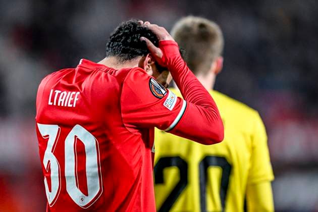 FC Twente forward Sayf Ltaief , during the match Twente - Bodo Glimt at the Grolsch Veste, FC Twente Stadion for the UEFA Europa League - Knockout phase play-offs - 1st leg season 2024-2025 in ENSCHEDE, Netherlands on 13 februari 2025, (photo by Stefan Koops EYE4images DeFodi Images) Defodi-746_215916