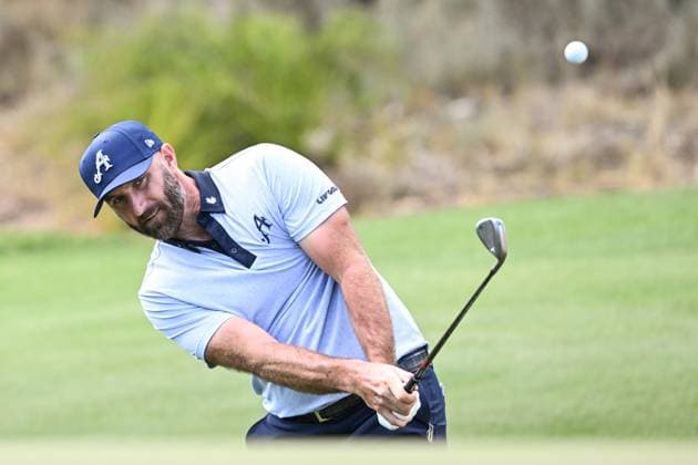 GOLF LIV ADELAIDE, 4Aces GC Captain Dustin Johnson hits out of a bunker during the LIV Golf Adelaide at The Grange Golf Club in Adelaide, South Australia, Friday, February 14, 2025. ( NO ARCHIVING, EDITORIAL USE ONLY, NO USE IN BOOKS WITHOUT CONSENT ADELAIDE SOUTH AUSTRALIA AUSTRALIA  Copyright: xMICHAELxERREYx 20250214118409073817