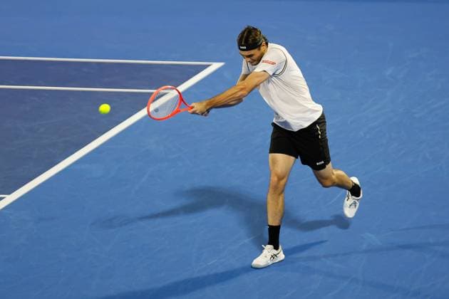 DELRAY BEACH, FL - FEBRUARY 13: Taylor Fritz (USA) in action for his R16 game against Yunchaokete Bu (CHN) at the Delray Beach Open on Thursday February 13, 2025, at the Delray Beach Stadium & Tennis Center in Delray Beach, Florida.(Photo by Chris Arjoon Icon Sportswire) TENNIS: FEB 13 Delray Beach Open EDITORIAL USE ONLY Icon250213001211