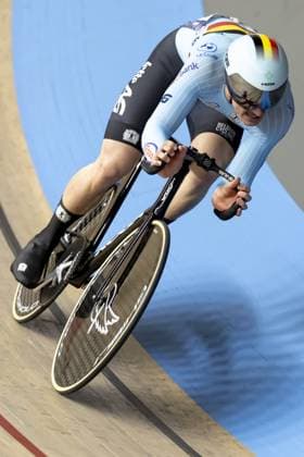 Belgian Lowie Nulens pictured in action during the men s Sprint qualifying race at the 2025 UEC Track Elite European Championships, in Heusden-Zolder, Belgium, Friday 14 February 2025. The European Championships take place from 12 to 16 February. DIRKxWAEM  x112433652x