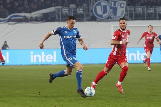 14.02.2025, xgox, Fussball 2. Bundesliga, 1. FC Magdeburg - 1. FC Koeln emspor, v.l. Martijn Kaars (Magdeburg, 9) (DFL DFB REGULATIONS PROHIBIT ANY USE OF PHOTOGRAPHS as IMAGE SEQUENCES and or QUASI-VIDEO) Magdeburg