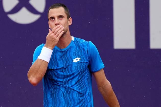 Laslo Djere of Serbia celebrates his quarter finals win over Thiago Seyboth Wild of Brazil during IEB+ Argentina Open 2025 at Buenos Aires Lawn Tennis Club February 14, 2025 in Buenos Aires, Argentina. (Photo by Camilla Stolen, Imago) Buenos Aires Argentina Copyright: xCamillaxStolenx L1100499