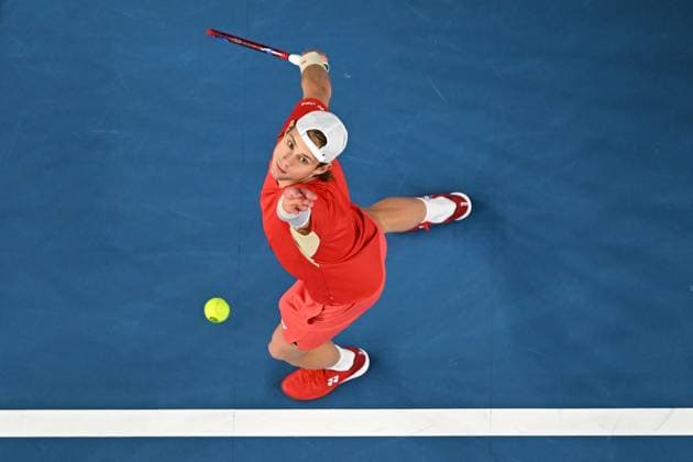 Open 13 Provence - Quarter-Final - Zhang v Bergs Zizou Bergs (BEL) during his match at the Open 13 Provence in Marseille, on February, 14, 2025. Photo by Corinne Dubreuil ABACAPRESS.COM Marseille Provence-Alpes-Cote d Azur France  Copyright: xDubreuilxCorinne ABACAx