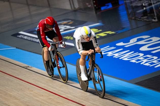 TEUTENBERG Tim Torn, LARSEN Niklas: UEC Track cycling, Rad, Radsport, Bahnrad, Bahn European Championships Heusden-Zolder 2025 TEUTENBERG Tim Torn ( GER ) Germany LARSEN Niklas ( DEN ) - Denmark - Querformat - quer - horizontal - Landscape - Event Veranstaltung: UEC Track Cycling European Championships 2025 - Category Kategorie: Cycling - Track Cycling European Championships - Location Ort: Europe Belgium - Heusden-Zolder - Discipline: Omnium - Category: Elite Men - Distance: ... m - Date Datum: 15.02.2025 Saturday Day 4 -
