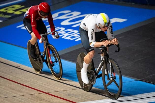 TEUTENBERG Tim Torn, LARSEN Niklas: UEC Track cycling, Rad, Radsport, Bahnrad, Bahn European Championships Heusden-Zolder 2025 TEUTENBERG Tim Torn ( GER ) Germany LARSEN Niklas ( DEN ) - Denmark - Querformat - quer - horizontal - Landscape - Event Veranstaltung: UEC Track Cycling European Championships 2025 - Category Kategorie: Cycling - Track Cycling European Championships - Location Ort: Europe Belgium - Heusden-Zolder - Discipline: Omnium - Category: Elite Men - Distance: ... m - Date Datum: 15.02.2025 Saturday Day 4 -