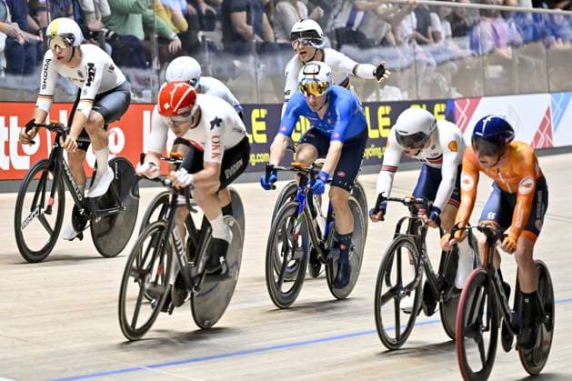 Belgian Lindsay De Vylder pictured in action during the men s Omnium III elimination race at the 2025 UEC Track Elite European Championships, in Heusden-Zolder, Belgium, Saturday 15 February 2025. The European Championships take place from 12 to 16 February. DIRKxWAEM  x112527376x