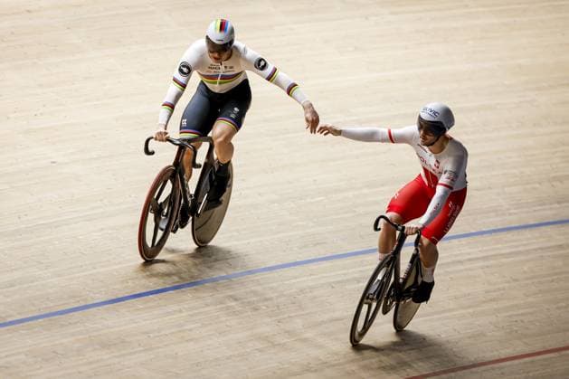 HEUSDEN-ZOLDER - Track cyclists Harrie Lavreysen and Mateusz Rudyk (Poland) in action at the sprint semifinals during the fourth day of the European Track cycling, Rad, Radsport, Bahnrad, Bahn championships in Belgium. ANP BAS CZERWINSKI xVIxANPxSportx xxANPxIVx 520053858 originalFilename: 520053858.jpg