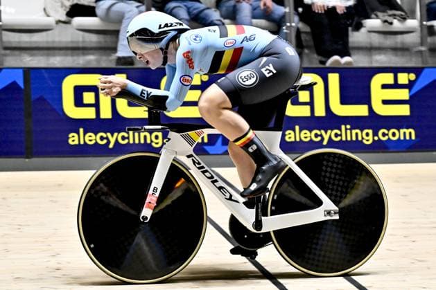 Belgian Marith Vanhove pictured in action during the women s TT Kilo final at the 2025 UEC Track Elite European Championships, in Heusden-Zolder, Belgium, Saturday 15 February 2025. The European Championships take place from 12 to 16 February. DIRKxWAEM  x112527618x