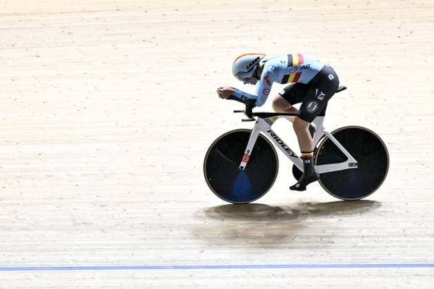 Belgian Marith Vanhove pictured in action during the women s TT Kilo final at the 2025 UEC Track Elite European Championships, in Heusden-Zolder, Belgium, Saturday 15 February 2025. The European Championships take place from 12 to 16 February. DIRKxWAEM  x112527627x