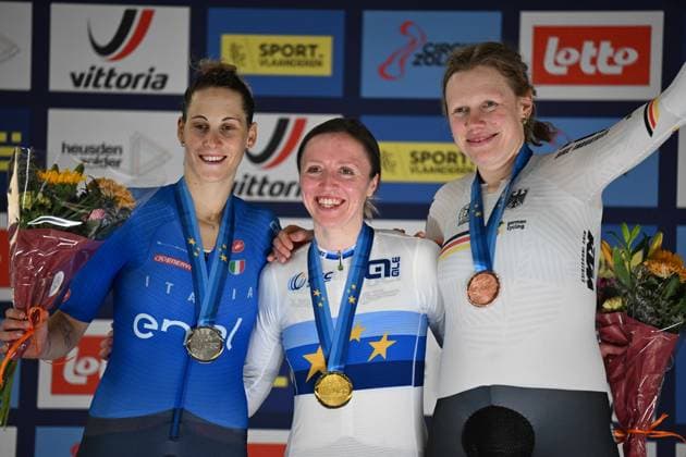 15-02-2025 European Championships Elite Women Track; Giornata 04; 2025, Great Britain; 2025, Italia; 2025, Germany; Morris, Anna; Guazzini, Vittoria; Kroger, Mieke; Zolder Velodromo; 