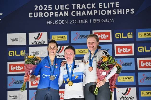 15-02-2025 European Championships Elite Women Track; Giornata 04; 2025, Great Britain; 2025, Italia; 2025, Germany; Morris, Anna; Guazzini, Vittoria; Kroger, Mieke; Zolder Velodromo; 