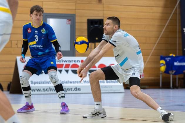 Veit Bodo Dobbertin (SV Schwaig, 03), Max Bibrack (SV Schwaig, 06), SV Schwaig Volleyball - Blue Volleys Gotha, Volleyball, 2. Bundesliga Sued, , 15.02.2025 SV Schwaig Volleyball - Blue Volleys Gotha, Volleyball, 2. Bundesliga Sued, , 15.02.2025 Schwaig Copyright: xEibner-Pressefoto G.xSantemizx EP_GSZ