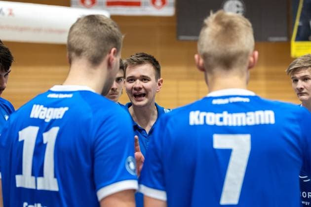 Robert Werner (Blue Volleys Gotha, Trainer), Auszeit, SV Schwaig Volleyball - Blue Volleys Gotha, Volleyball, 2. Bundesliga Sued, , 15.02.2025 SV Schwaig Volleyball - Blue Volleys Gotha, Volleyball, 2. Bundesliga Sued, , 15.02.2025 Schwaig Copyright: xEibner-Pressefoto G.xSantemizx EP_GSZ