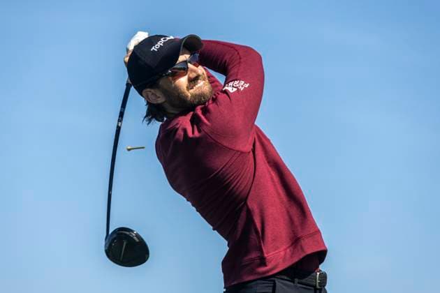 LA JOLLA, CA - FEBRUARY 15: Patrick Rodgers hits a drive from the second tee during the third round of the Genesis Invitational tournament, Saturday, February 15, 2025, at Torrey Pines Golf Course in La Jolla, California. (Photo by Tony Ding Icon Sportswire) GOLF: FEB 15 PGA, Golf Herren The Genesis Invitational EDITORIAL USE ONLY Icon46520250215054