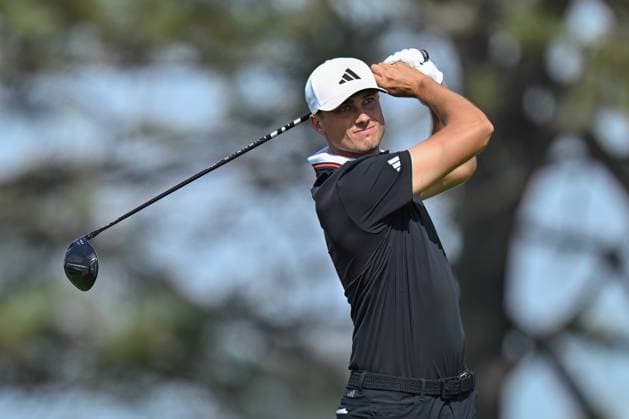 February 16, 2025: Ludvig Aberg tees off on the 5th hole during the final round of the Genesis Invitational on Torrey Pines South Course in San Diego, California. CSM San Diego USA - ZUMAc04_ 20250216_zma_c04_005 Copyright: xJustinxFinex