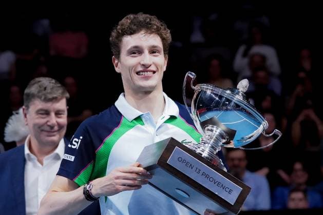 February 16, 2025, Marseille, France, FRANCE: UGO HUMBERT shone by winning his second consecutive title in Marseille, defeating HAMAD MEDJEDOVIC, the serbian, in the final (7-6, 6-4). Without dropping a set throughout the tournament, France s number 1 continues to impress and dominate on his favorite surface during the OPEN 13 provence 2025, ATP, Tennis Herren 250, french tournament, ATP Tour, Hard surface, .Indoor, on Febuary 16, 2025 at Marseille, Palais des sports, France - Photo OLLI Media Marseille FRANCE - ZUMAl184 20250216_zsp_l184_009 Copyright: xEmiliexLohmannx